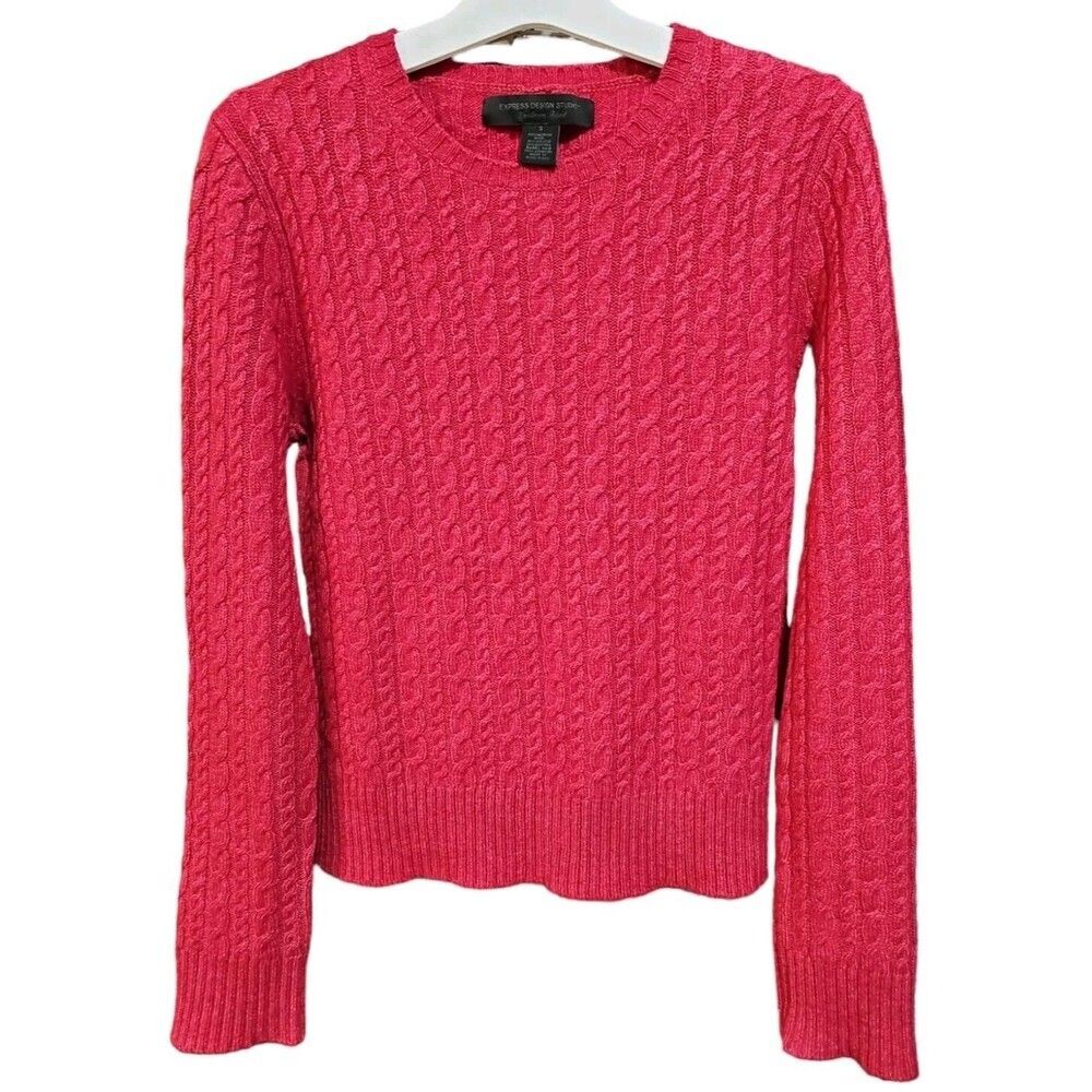 Express Womens Angora Cashmere Wool Blend Sweater Size Small Red